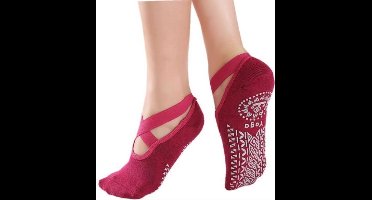 Scoby - Yoga Sokken met Anti-Slip Grip - Geschikt voor Pilates, Yoga, Ballet en Dans - Yoga Socks - 1 Paar - Rood