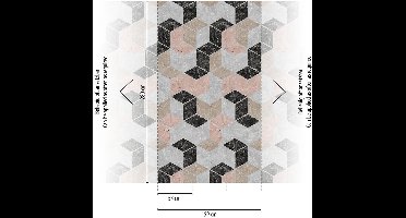 GRAFISCHE KUBUSSEN FOTOBEHANG | Marmerlook - Grijs Beige Zwart Rose - Livingwalls The Wall II