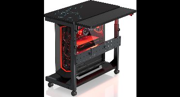 Boraboi® Verstelbare Computer PC Toren Standaard met Wielen, Inclusief Muismat en Opklapbaar Blad voor Gaming en Kantoor