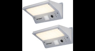 2x HOFTRONIC Burley - Solar Buitenlamp - Met bewegingssensor - IP65 Waterdicht - Winter solar - 4000K Neutraal wit - 3 lichtstanden - Tuinverlichting op Zonne-energie