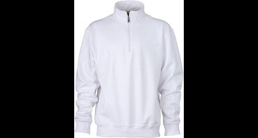 James and Nicholson Uniseks werkkleding Half Ritssweatshirt (Wit)