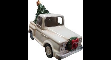House of Seasons Decoratieve beeld Auto met kerstboom, Led ,Wit L20 x B10 x H19cm
