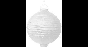 Partydeco - Decoratieve lampion wit LED 20 cm - Lampion sint maarten - lampionnen - Sint maarten optocht - lampionnen papier