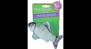 Kattenspeelgoed vis met catnip grijs/bruin 11 cm Speelplezier-kat G...