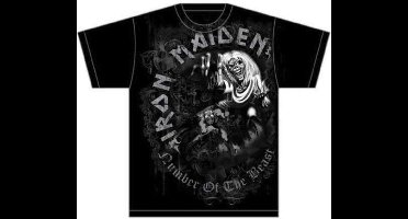 Iron Maiden - Number Of The Beast Grey Tone Heren T-shirt - S - Zwart