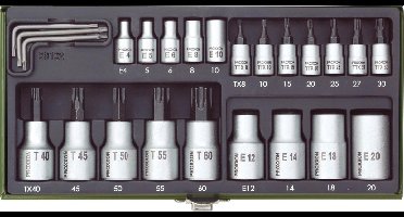 Proxxon Industrial 23 102 Dopsleutel-bitinzetset 1/4 (6,3 mm), 1/2 (12,5 mm) 24-delig