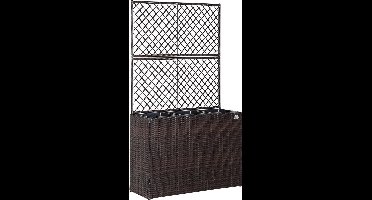 Casaria Polyrattan Plantenbak met Klimrek – 3 Bloembakken – 83x31x146 cm – Bruin