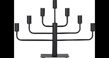 Star Trading Zwarte metalen kandelaar 'Pix', 7-armig, E14, netstroom, matte afwerking, H 40 cm, B 57 cm
