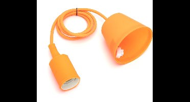 DIY pendel hanglamp - E27 siliconen fitting - strijkijzersnoer - oranje