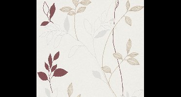 BLADEREN EN TAKKEN BEHANG | Grafisch - Crème Rood Beige - A.S. Création Casual Living
