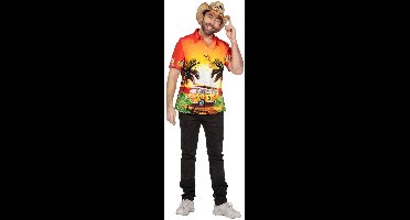 Hawaii Blouse - Hippie Busje Oranje - Heren - Volwassen - Maat L