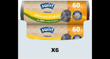 6x Swirl vuilniszakken met trekband 60 liter (10 stuks) - Voordeel