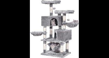 Hoppa! Kattenboom - 60 x 45 x 145 cm - Meerdere niveaus - Grijs