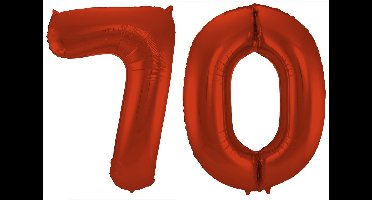 Folat Verjaardag Leeftijd folieballon - 70 jaar - rood - 86 cm - cijferballon groot