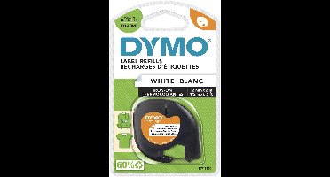 DYMO LetraTag originel opstrijkbare textiellabels | 12 mm x 2 m rol | Zwart afdrukken op witte etiketten | Strijkband voor LetraTag labelprinters