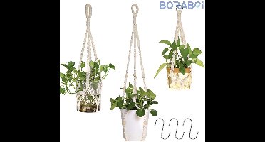 Macramé Plantenhanger Set - Jute - 90 cm en 60 cm - Voor binnen en buiten
