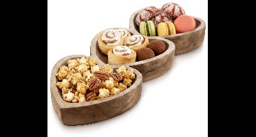 Snackbord Houten Split Hart MANGO 40x16 cm - Dipschaal - Serveerbord - Serveerschaal
