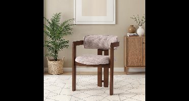 Skye Decor, Stoel, Cozy - 048, Beukenhout, Walnoot & Crème, 57 x 44 x 76 cm