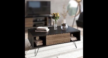 Skye Decor, Salontafel, Mistico - Black, Walnut, Gemelamineerde spaanplaat, Zwart & Walnoot, 120 x 60 x 45,6 cm