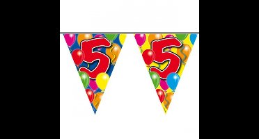 Folat Vlaggenlijn 5 jaar - 3x - 10 m - plastic - leeftijd versiering - 5e verjaardag - feestartikelen