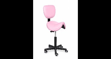 Ergonomische Zadelkruk met Rugleuning Comfort Roze op Wielen Laag (40-57cm) / Met voetsteun / Standaard wielen