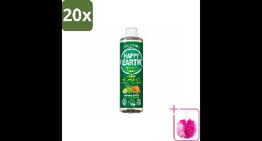 20 x Happy Earth – Douchegel – 100% Natuurlijk Bergamot Cedarwood – 300 ml - Bulkverpakking - Douchegel bergamot cederhout - Douchemop - Natuurlijke douchegel