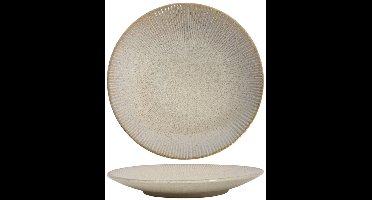 Cookinglife Ontbijtborden Coastal Lines - Ontbijtbord - Breakfast Plate - Aardewerk - Ocean Beige - Vaatwasserbestendig - ø 21 cm - 6 Stuks