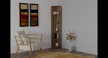 Skye Decor, Boekenkast, Levanzo, Gemelamineerde spaanplaat, Walnoot, 25 x 25 x 160 cm