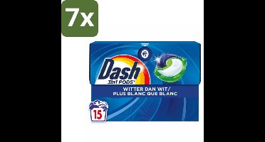 7 x Dash – Wasmiddelcapsules – 3in1 Pods Original – 15 capsules - 3in1 Wasmiddel - Wasmiddelcapsules - Witte Was - Vlekken Verwijderen - Frisse Was