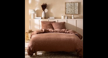 Matt & Rose Dekbedovertrek - Lits Jumeaux - Chocolat - 240 x 220 + (2x)65 x 65 cm - Bruin - Mousseline Katoen