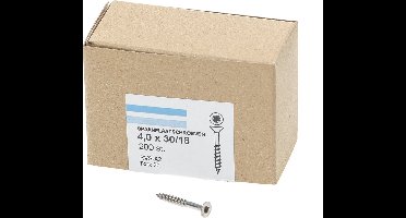 Hoenderdaal Spaanplaatschroef RVS platverzonken kop TX20 deeldraad 4.0X30/18 (per 200 stuks)