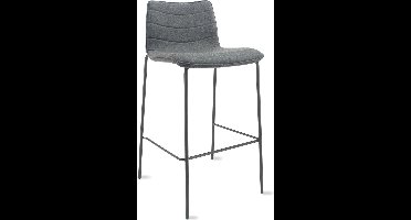 Workliving Verona Barkruk 75 cm - Wolvilt Fenice 602 middengrijs - frame zwart