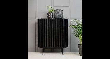 Opbergkast Siena - eikenfineer zwart - 110x45x125 cm - 2 deuren - 1 lade
