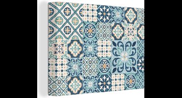 OneMillionCanvasses - Canvas schilderij - Patronen - Bloemen - Bladeren - Versiering - Canvas doek - woonkamer - 80x60 cm - Schilderijen op canvas - Muurdecoratie