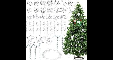 Boraboi® Set van 40 Acryl Sneeuwvlokken en IJspegels voor Kerstdecoratie
