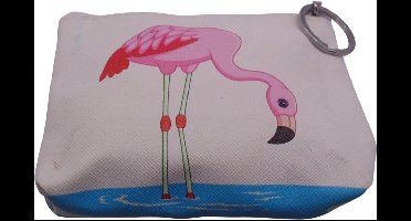 Toilettasje mini met flamingo lengte 13 cm breedte 10 cm