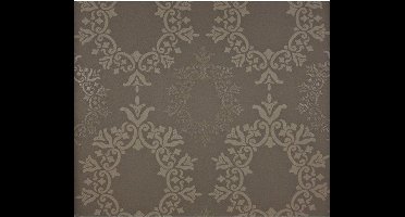 Dutch Wallcoverings - Vliesbehang damast bruin/glans