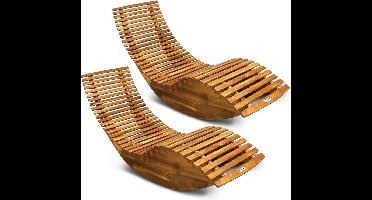 Casaria Ligstoel - 2 Stuks FSC®-gecertificeerd Acacia Hout – Bruin