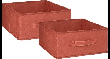 5Five Opbergmand/kastmand - 2x stuks - 14 liter - bordeaux rood - Vakkenkast manden