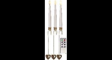 Star Trading LED boomkaarsen 'Flame' met gouden kaarsenhouders, draadloos, hartdecoratie, 8 stuks, batterij + afstandsbediening, witgoud, H 31 cm