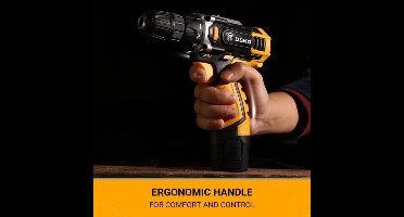 Accuboormachine - Boormachine - Houtbewerkingsgereedschap - Borstelloos - Combinatiekit - 16V - 32N.m - Zwart & Geel