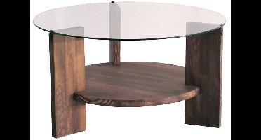 Skye Decor, Salontafel, Mahal, Gehard glas, Walnoot, 75 x 75 x 40 cm