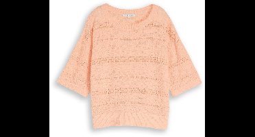 Tom Tailor Denim - Relaxed fit gebreide trui met gaatjespatroon - Maat XXL - Orange Parfait