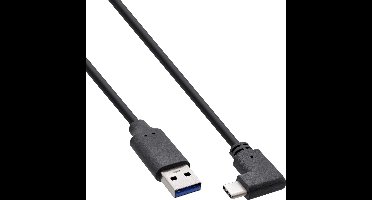 InLine® USB 3.2-kabel, USB-C-stekker schuin naar A-stekker, zwart, 0,3 m