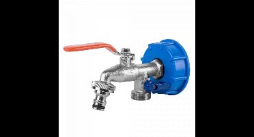 Bradas IBC-adapter S60x6 – Dubbele 3/4" Kraan + Twee 3/4" Tapadapters – Vernikkelde Messing