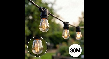 Complete set | Prikkabel 30 meter | Incl. 30 filament lampen | 1W | 2700K | Koppelbare lichtslinger / lichtsnoer