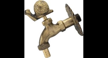 KARZO - Wandgemonteerde wastafelkraan met antieke retro handgreep - Vintage badkamerkraan - Messing 1/2'' - Kaneel - Decoratief - Tuin - Slak-ornament