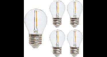 Kobi LED Filamentlamp E27 - 1.3W - 55lm - 3000K Warm Wit - 230V - Ø45mm - Voor Woonkamer, Hal of Plafondarmatuur - 5 stuks