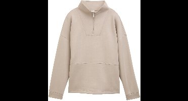 Tom Tailor - Scuba Troyer Sweatshirt - Maat S - soft taupe grey