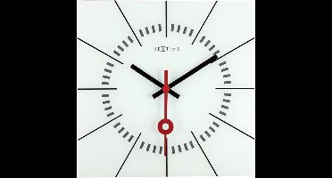 NeXtime NE-8636WI Wandklok 35 X 35 Cm, Glas, Wit, 'Stazione'